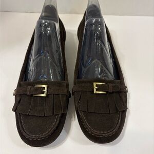 Anne Klein iflex brown suede leather loafers shoes size 7 M